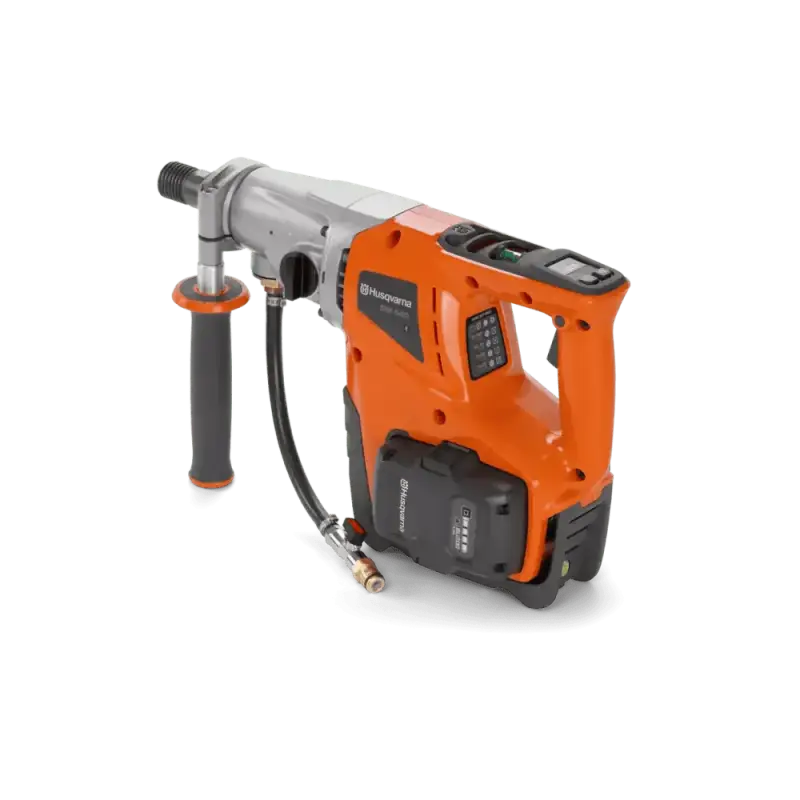 Orange and gray Husqvarna 540i battery powered core drill kit with dual handles