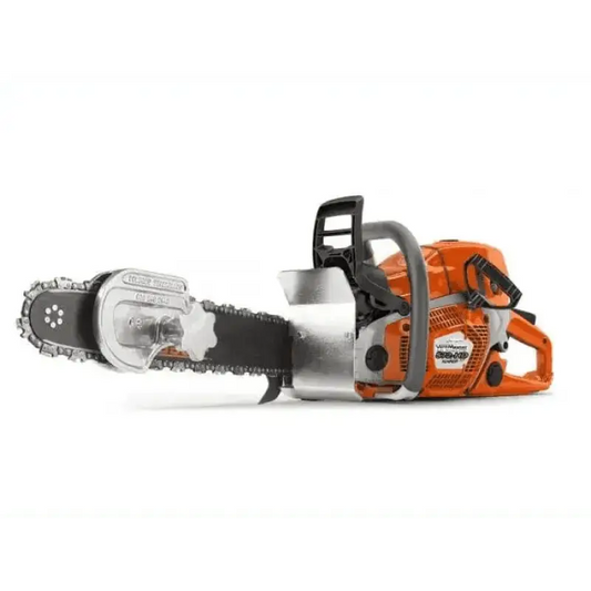 Orange and gray Husqvarna VENTMASTER® 572HD rescue chainsaw with depth gauge features