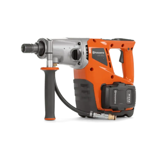 Orange and gray Husqvarna 540i battery powered core drill kit with battery pack