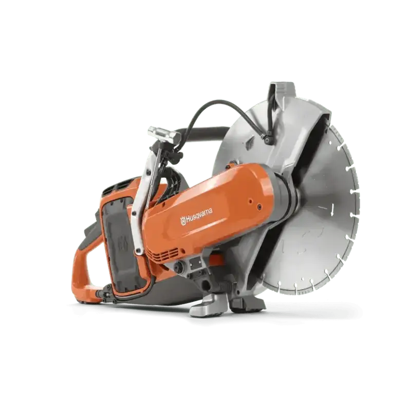 Orange and gray Husqvarna K 1 PACE Battery Powered Rescue Power Cutter with diamond blade