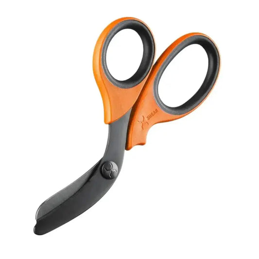 Orange and gray ergonomic scissors for XShear Heavy Duty Trauma Shears with black titanium coated blades