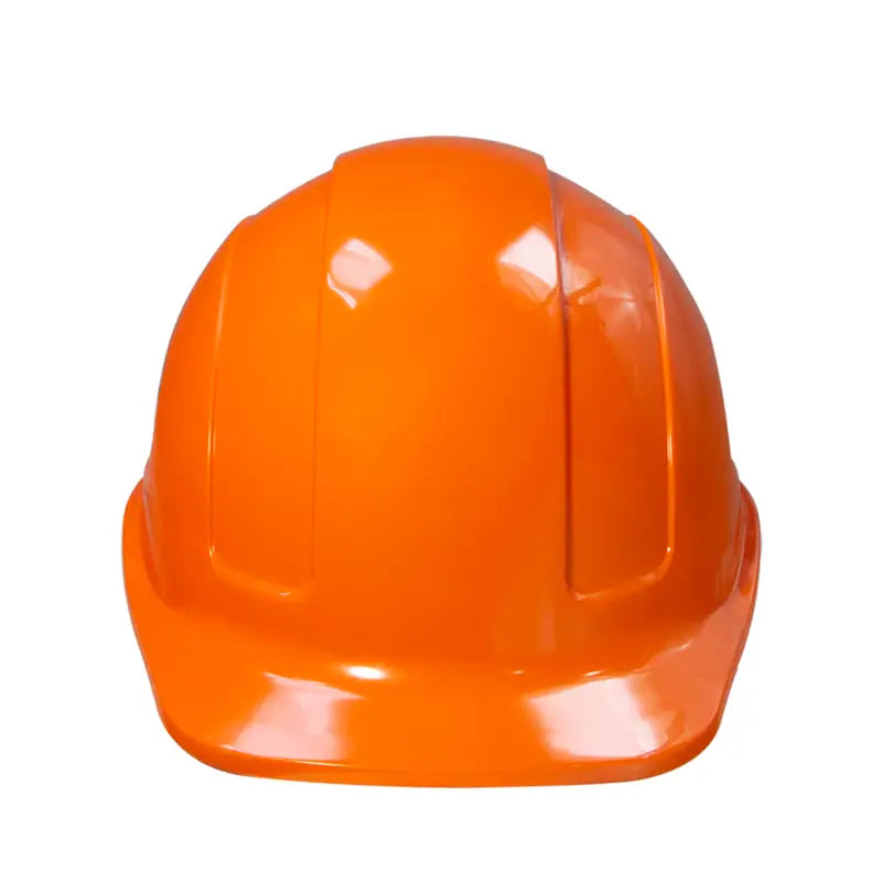 Orange hard hat with 4 point suspension and brow liner for cap style safety