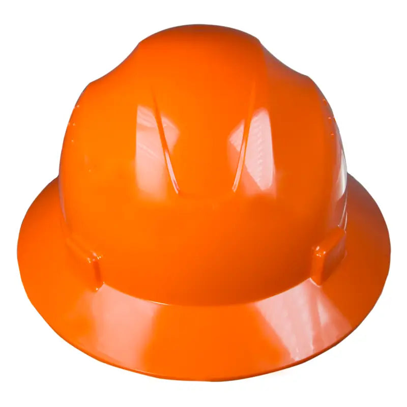 Orange Full Brim Safety Hard Hat with 4 Point Suspension meeting ANSI Z89 standards