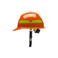 Orange Bullard Wildland Fire Helmet with reflective green stripe and black chin strap