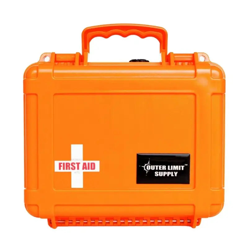 Orange Waterproof 5000 Series First Aid Kit with quick release and white cross symbol