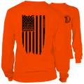 Orange long-sleeved Molon Labe Ghost Flag Hi-Vis T-Shirt displayed for purchase