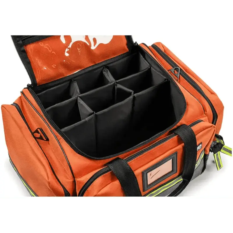 Orange Scherber First Responder Bag with compartmentalized dividers for Advanced EMT EMS use