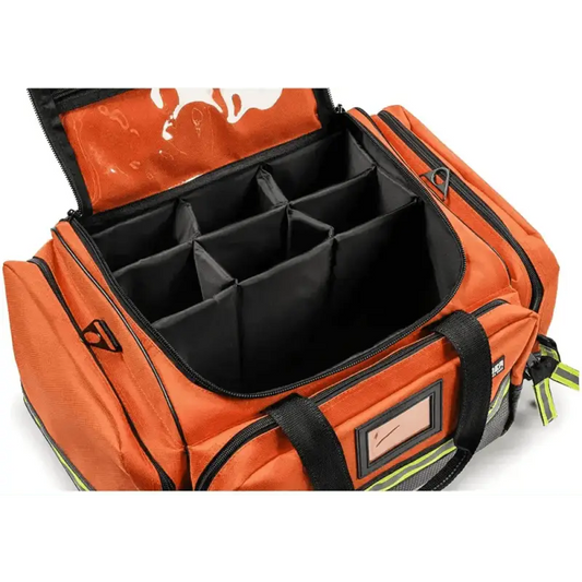 Orange Scherber First Responder Bag with compartmentalized dividers for Advanced EMT EMS use