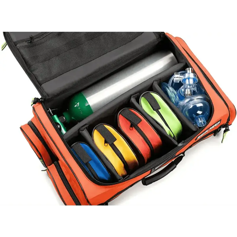 Orange Scherber Ultimate First Responder Trauma Kit O2 with oxygen tanks and supplies