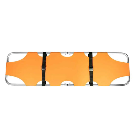 Orange LINE2design EMS Emergency folding stretcher with metal frame and black straps