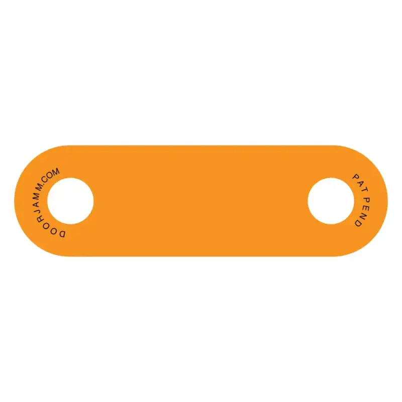 Orange plastic Plain DoorJamm bar opener with two circular holes for first responders