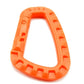 Orange hard polymer D-Ring carabiner clip with notched edges for enhanced grip