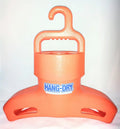 Orange Hang-Dry plastic hanger with drying hooks for efficient fan drying