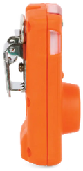 Orange portable single gas detector with metal gas clip for safety and monitoring