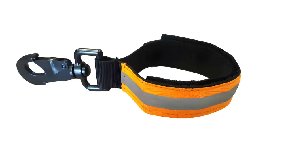 Orange reflective dog leash handle with black clip for Heavy Duty Firefighter Glove Strap