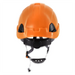 Orange Rescue Hard Hat with Adjustable Ratchet Suspension and Chin Strap for Safety