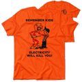 Orange t-shirt with cartoon graphic from Remember Kids Safety Yellow T-Shirt collection