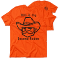 Orange T-shirt with cowboy graphic from My Second Rodeo Safety Yellow T-Shirt collection