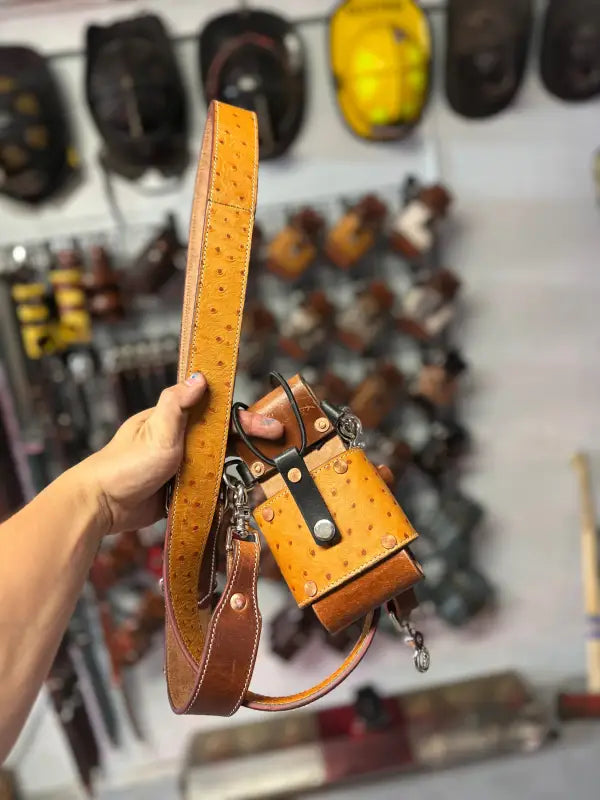 Genuine ostrich leather radio strap with shoulder holster in ostrich pattern for OSTH RICH PRINT RADIO SET