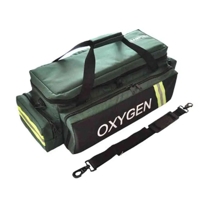 Green Oxygen Medical Airway Management Bag with Reflective Stripes and Shoulder Strap