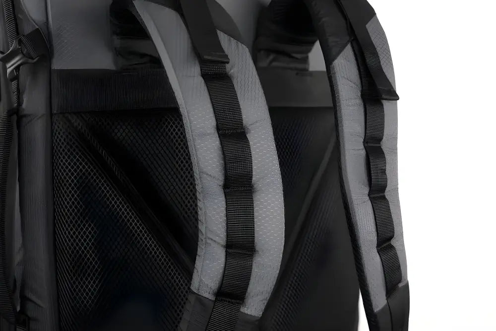 Padded black backpack straps with reflective strips on SUMMIT Discreet Rifle Backpack