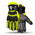 High-visibility work gloves with bloodborne pathogen barrier for MFA15B extrication tasks