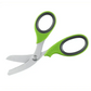 Pair of heavy duty trauma shears with green and black rubber handles for professionals