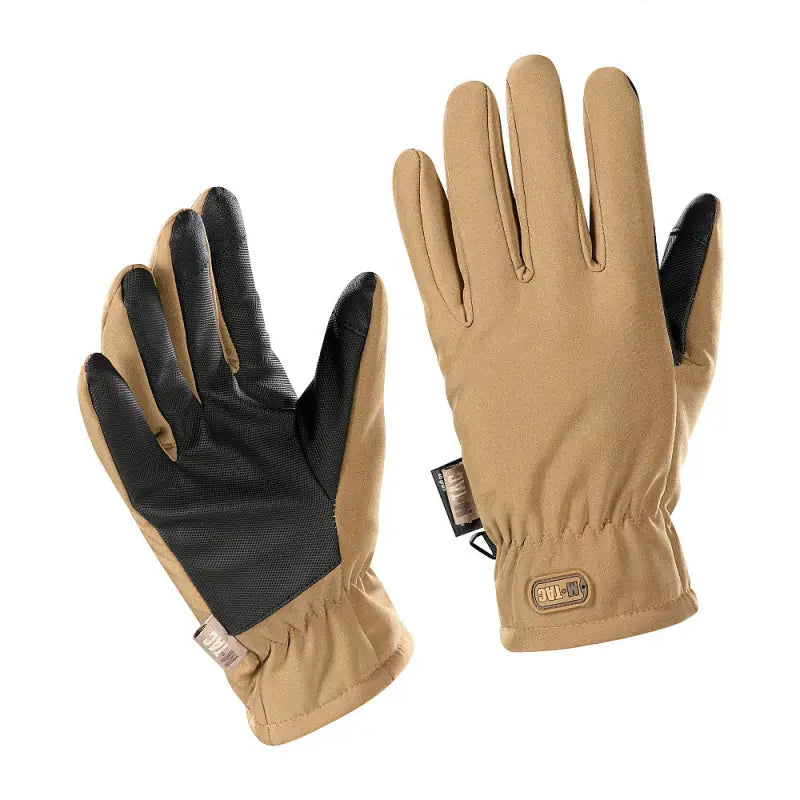 M-Tac Gloves Soft Shell Thinsulate in tan and black with reinforced palms for durability