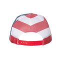 Red and white striped mesh trucker cap, perfect patriotic hat for first responders