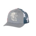 Gray Patriotic Hat featuring a skull design and star pattern for first responders