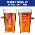 Two unique Patriotic Pint Glasses with laser-etched designs showcasing an American flag