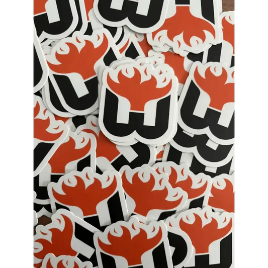 Repeating black and white stickers with orange flames for Working Fire, ideal for first responders