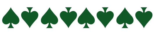 Repeating pattern of dark green reflective spade and heart symbols for helmet decals