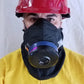 Person wearing hard hat and respirator with Hot Shield HS-4 Combo for Sundstrom Wildland safety