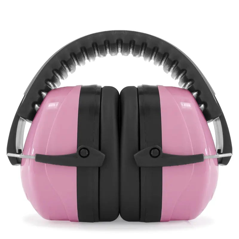 Pink 27dB NRR noise cancelling hearing protection earmuffs for effective sound reduction