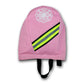 Pink firefighter helmet cover with reflective stripes for fleece lined SCBA mask bag