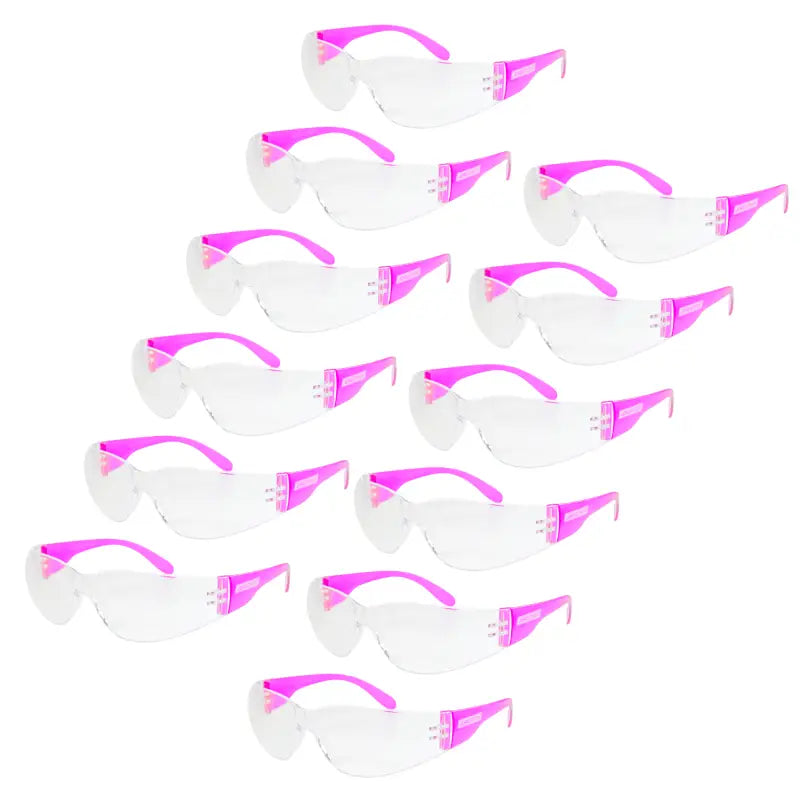 Pink-framed safety glasses for comfortable protection and high impact protection