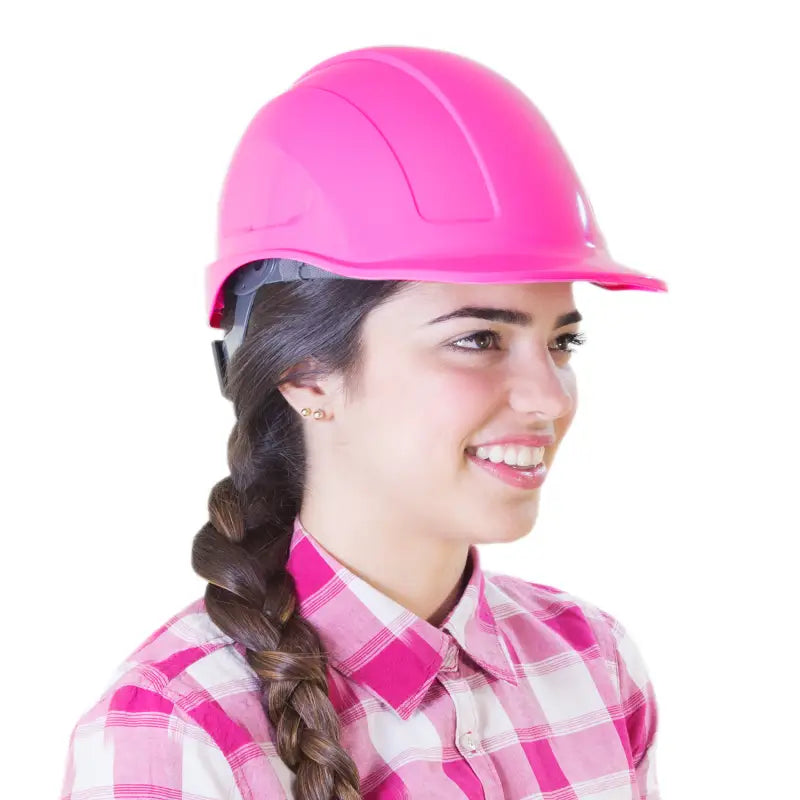 Pink Cap Style Safety Hard Hat with 4 Point Suspension and comfortable brow liner