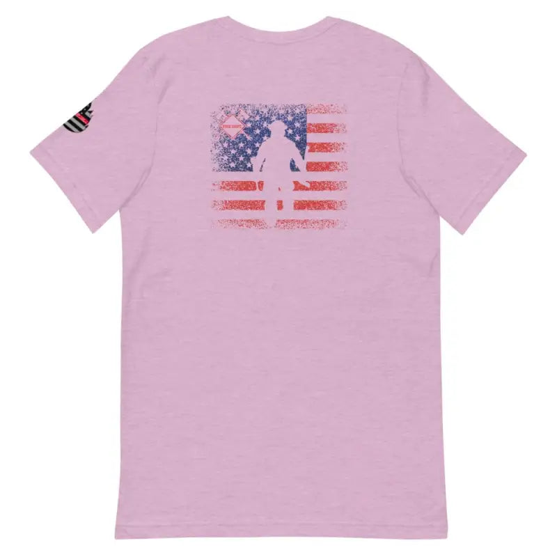 Pink Flag Firefighter Short-Sleeve T-Shirt with distressed American flag design