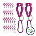 Pink utility clips with carabiners for glove clip safety and secure attachment