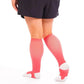 Pink and white knee-high compression socks for Marathon Wide-Calf, ideal for first responders