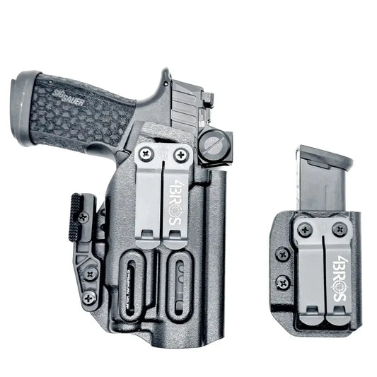 Pistol and magazine in holsters from Four Brothers for Sig P365-FUSE with Streamlight TLR-7