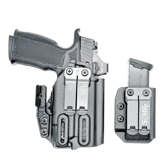 Pistol and magazine in holsters featuring Four Brothers Holsters for Sig P365-XMACRO