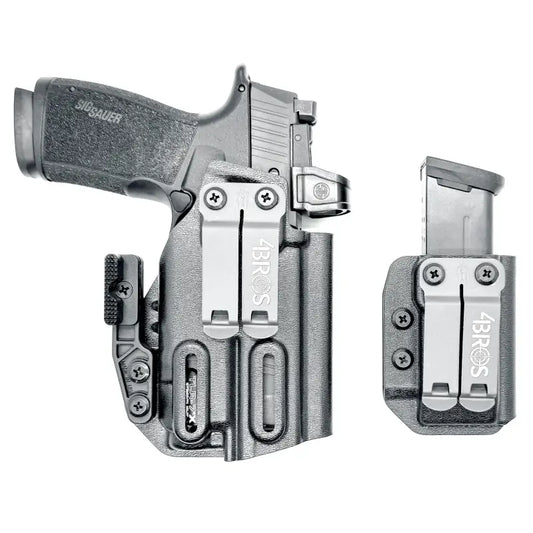 Sig P365-XMACRO pistol and magazine in inside waistband holster with magazine carrier