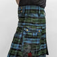 Plaid kilt in blue and green Black Watch Ancient tartan with cargo pockets, utility kilt