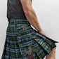 Plaid kilt with blue and green tartan pattern in Black Watch Ancient design