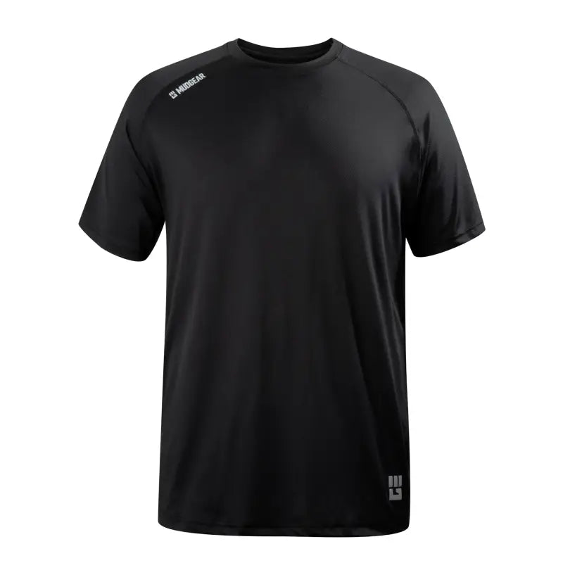 Plain black Men’s Loose Fit Performance Shirt VX with logo near collar