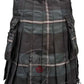 Pleated dark gray and black plaid Standard Midnight Sea Tartan Utility Kilt with cargo pockets