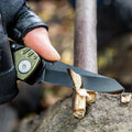 Folding pocket knife with olive green handle, M-Tac Universal Tool Type 2 carving wood