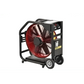 Portable industrial fan on wheels with red blades, Super Vac 18” with Milwaukee Batteries